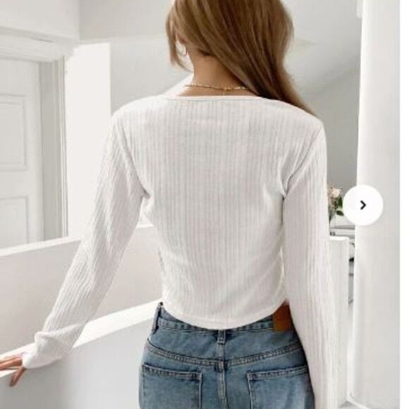 NWT, Shein • Ribbed Henley T Shirt - Picture 2 of 2